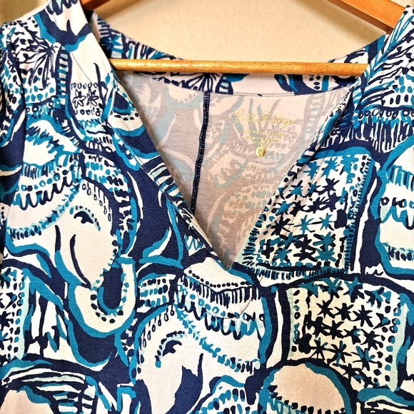 Lilly Pulitzer Sophiletta Dress Keep on Trunkin Elephant UPF 50 Shift Medium - Picture 9 of 13